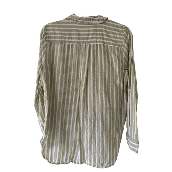 Lola River Green White Striped Button-Down Shirt With Tie-Front  Lightweight - Picture 4 of 14